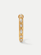 Veronica Beard Gold hoop earring with oval pearl accents