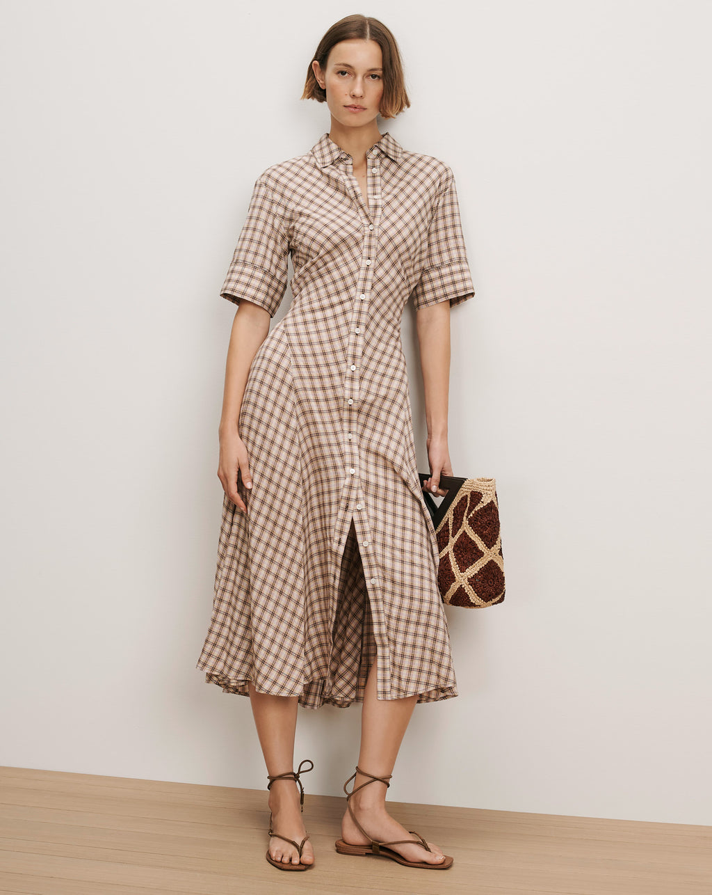 veronica beard brown gingham dress Veronica Beard mackey Gingham dress by Veronica Beard