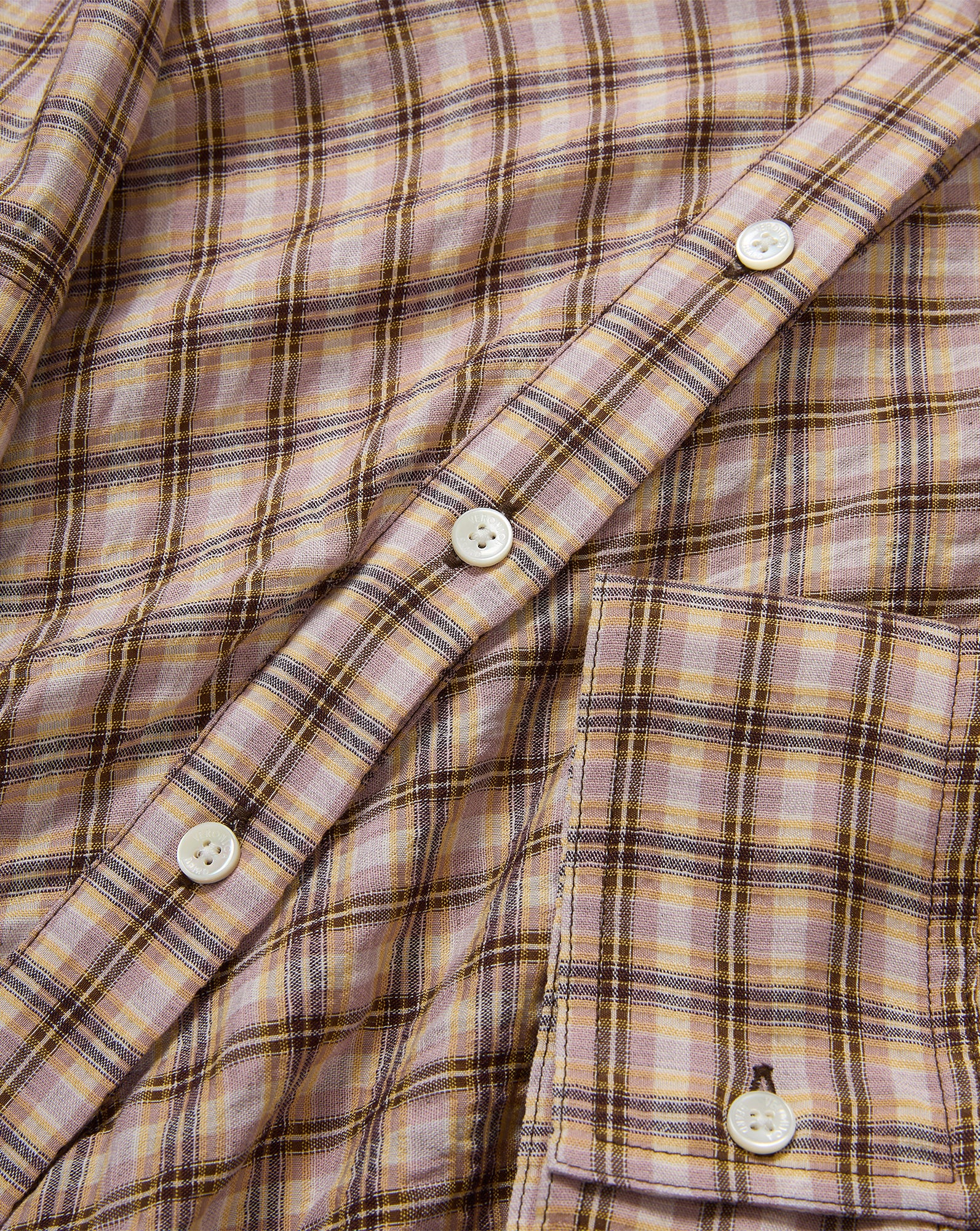 Veronica Beard Pink and brown plaid button-up shirt