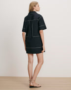 Veronica Beard Black short-sleeve shirt and skirt with white contrast