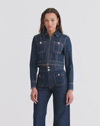 Veronica Beard Patty Cropped Denim Jacket - Indigo Rinse