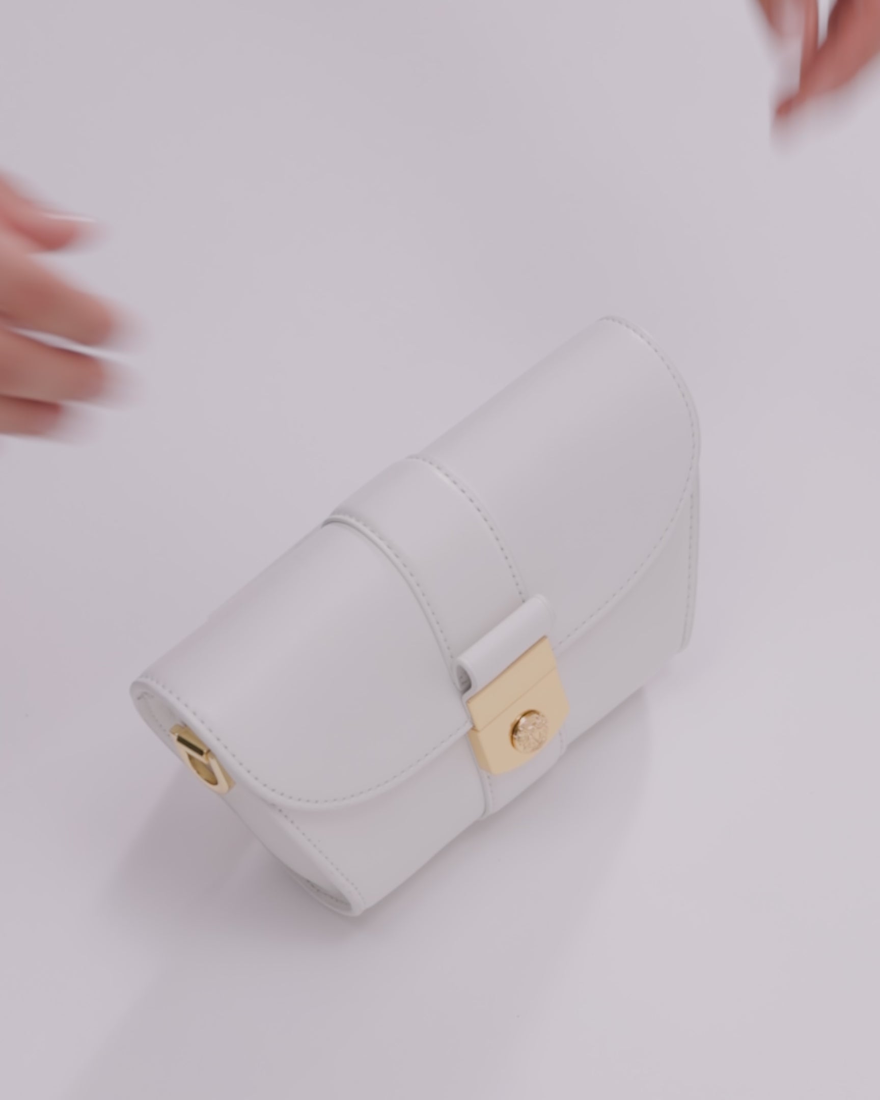 Small Crest Lock Trap Bag in Stone Army | Veronica Beard