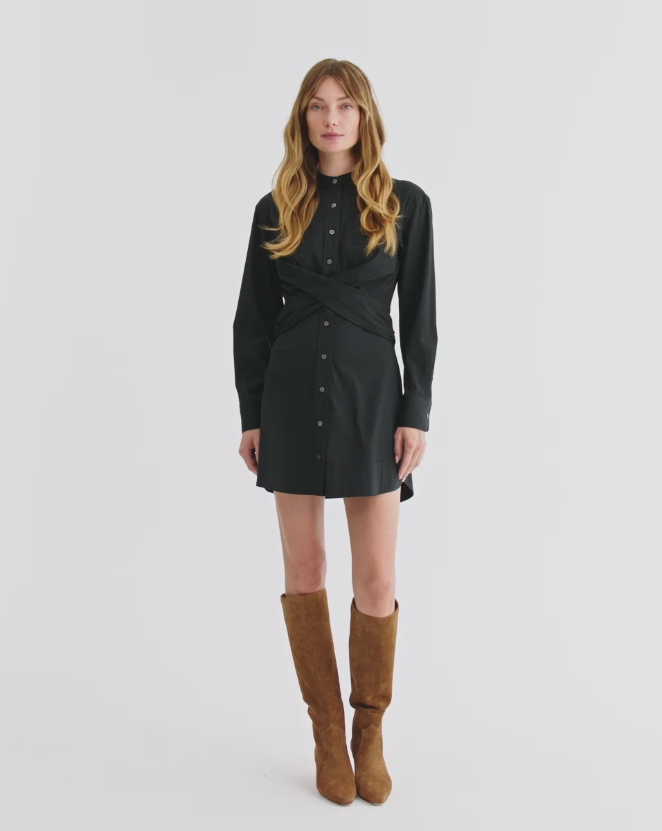 Veronica Beard Ellers Mini Wrap Shirtdress - Black