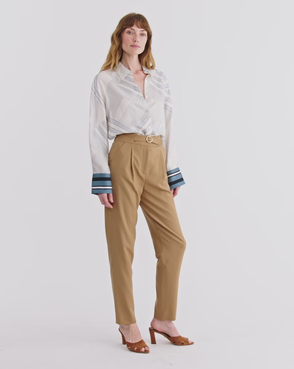 Wisteria Tapered Pant in Light Brown | Veronica Beard