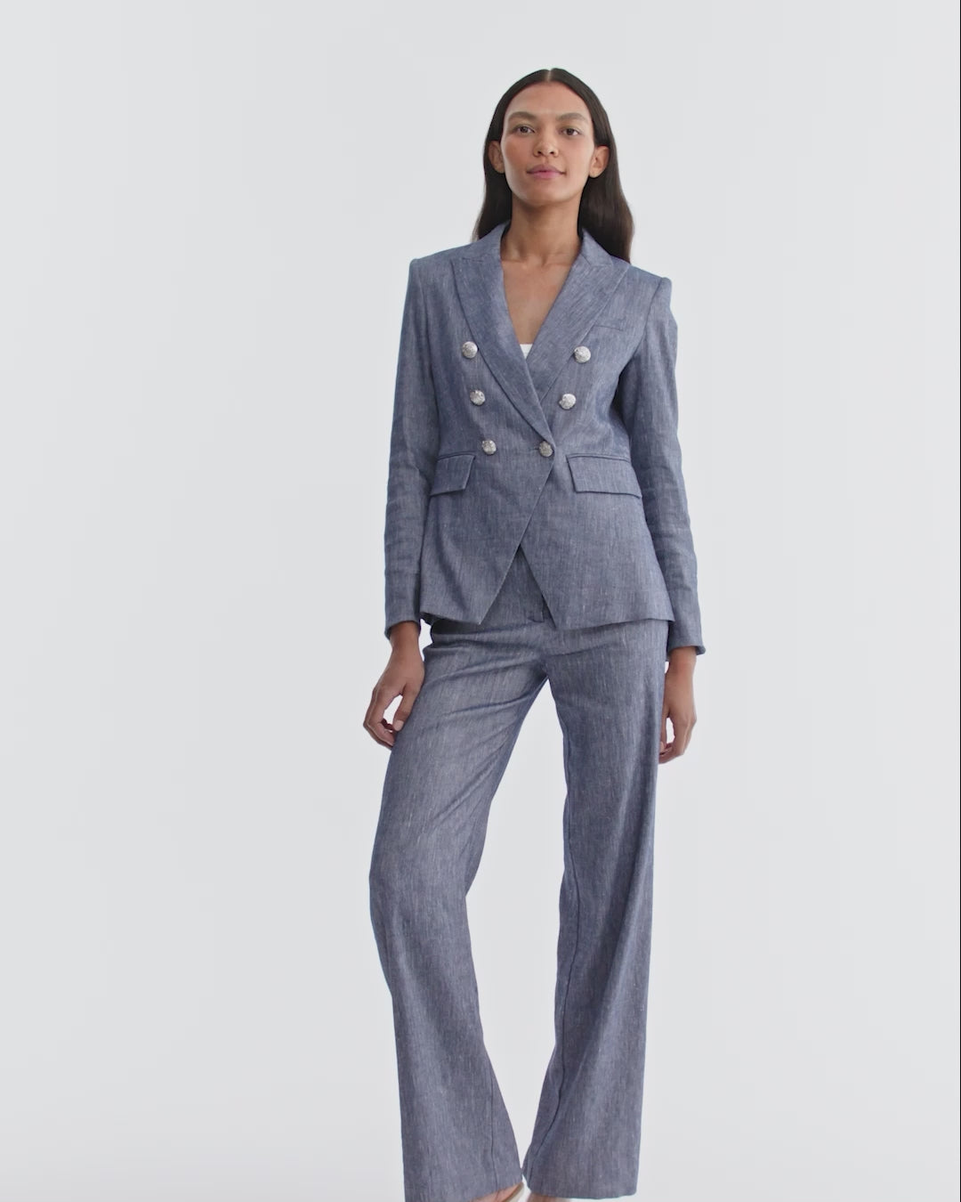 Miller Linen Dickey Jacket in Blue Melange | Veronica Beard
