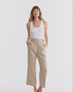Veronica Beard Aubrie Cropped Wide-Leg Pant - Khaki Melange