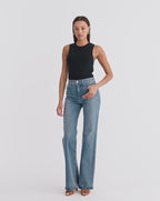 Veronica Beard Crosbie Slim Wide-Leg Jean - Ripple Haze