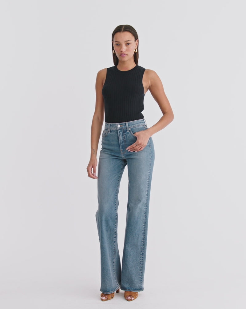 Veronica Beard Crosbie Slim Wide-Leg Jean - Ripple Haze