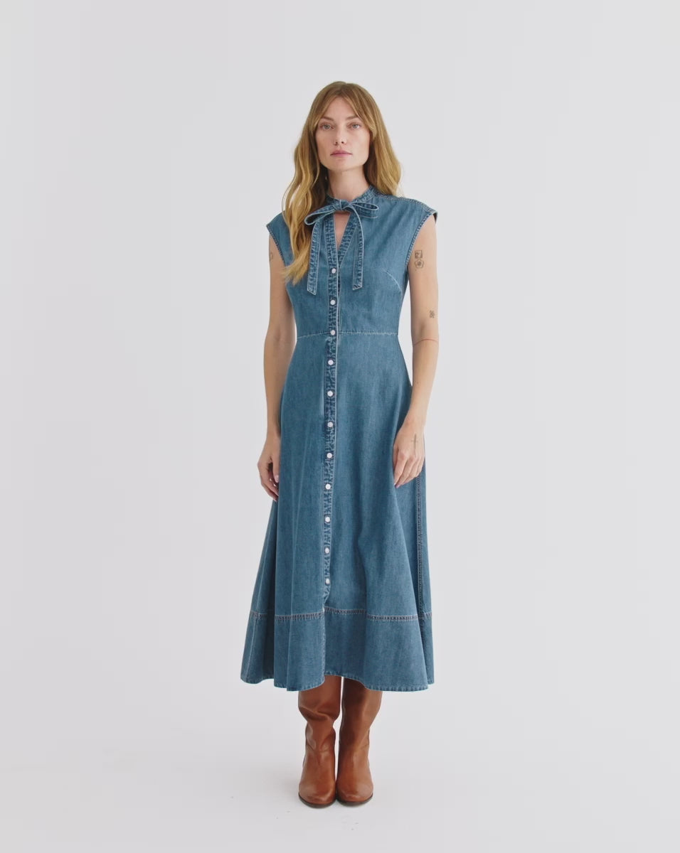 SHIRRING COLLAR DENIM DRESS ワンピース bf7665f6bf524956adbee5e9e991e1
