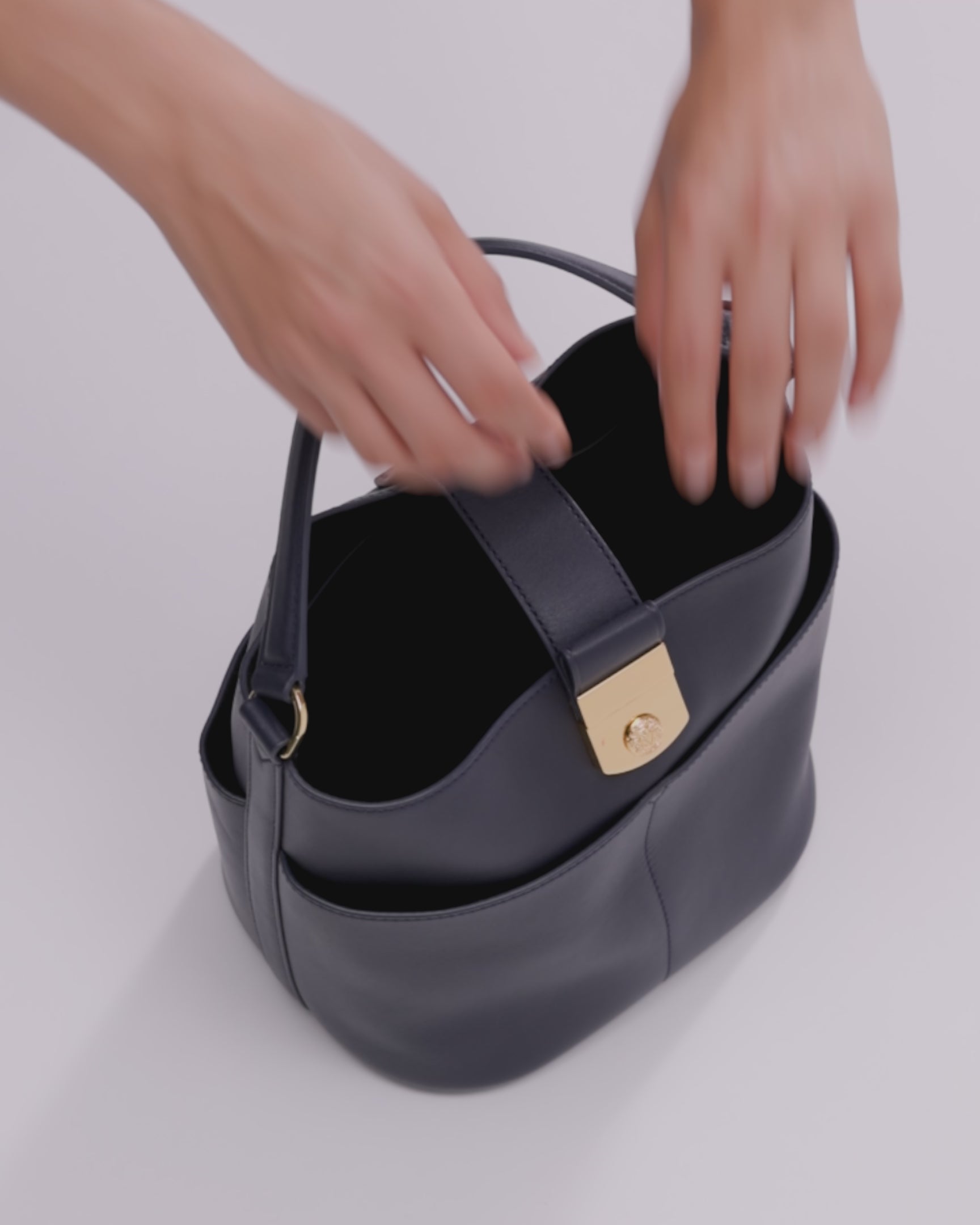 Small Crest Lock Suede Bucket Bag in Pine | Veronica Beard