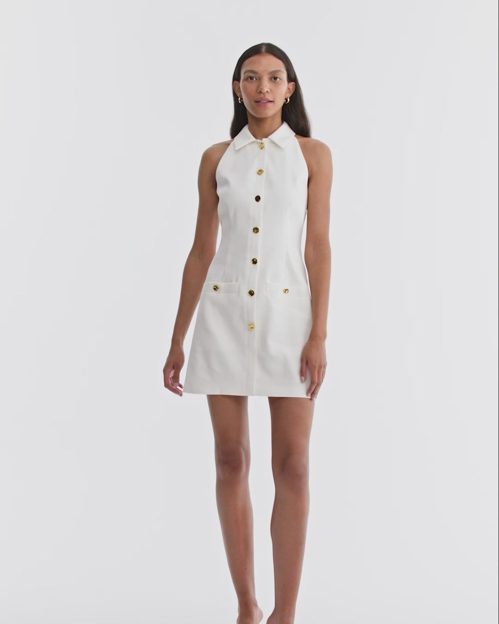 Roxanne Stretch-Linen Mini Dress in Dove