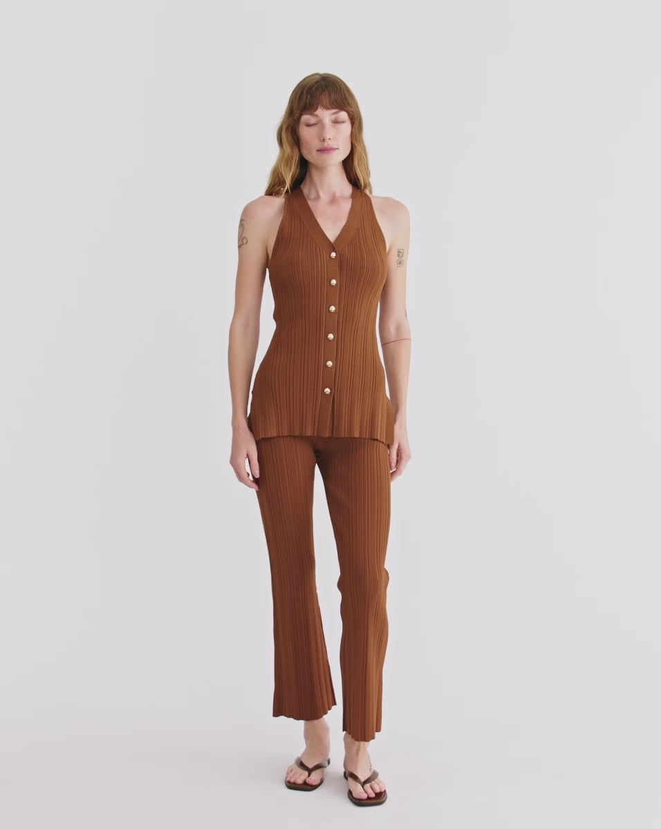 Dax Knit Vest in Brown Dark Whisky | Veronica Beard