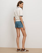Veronica Beard White knit polo shirt with black and white