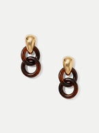 Veronica Beard Gold and tortoiseshell resin drop earrings with interlocking