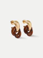 Veronica Beard Gold and brown resin chain link earrings