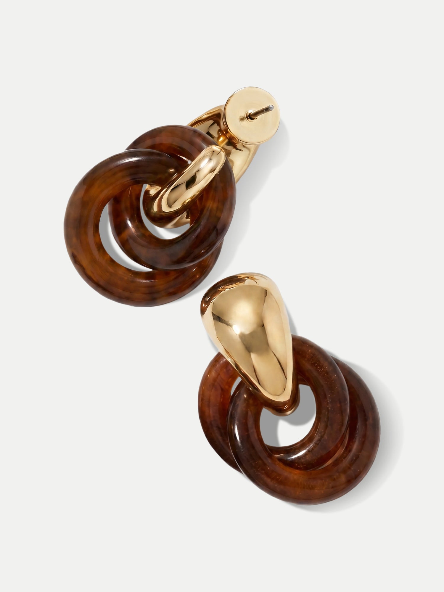 Resin Link Drop Hoop Earring in Brown