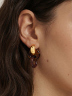 Veronica Beard Gold and tortoiseshell resin link drop earrings