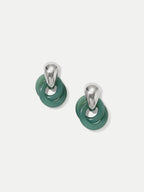 Veronica Beard Silver and green resin double hoop earrings.