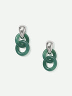Veronica Beard Silver and green jade double-link drop earrings