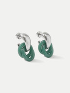 Veronica Beard Silver and green chain link earrings