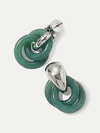 Veronica Beard Green jade and silver interlocking hoop earrings