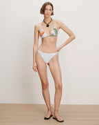 Veronica Beard White bikini with a tropical print triangle top