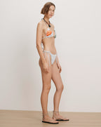 Veronica Beard White bikini with shell print triangle top and