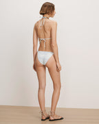 Veronica Beard White tie-dye halter bikini with string ties.
