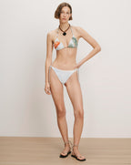 Veronica Beard White bikini with tropical print triangle top and