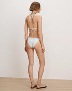 Veronica Beard White tie-dye halter bikini with tie-side bottoms.