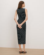 Veronica Beard Black and white patterned sleeveless midi dress