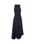 Veronica Beard Black halter dress with asymmetrical hem.