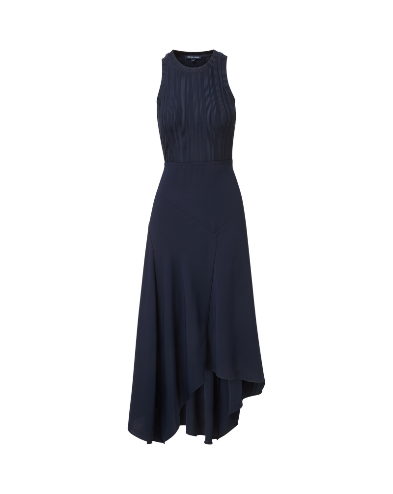 veronica beard elthea rib knit belted midi dress Elthea Belted Midi Dress in Navy