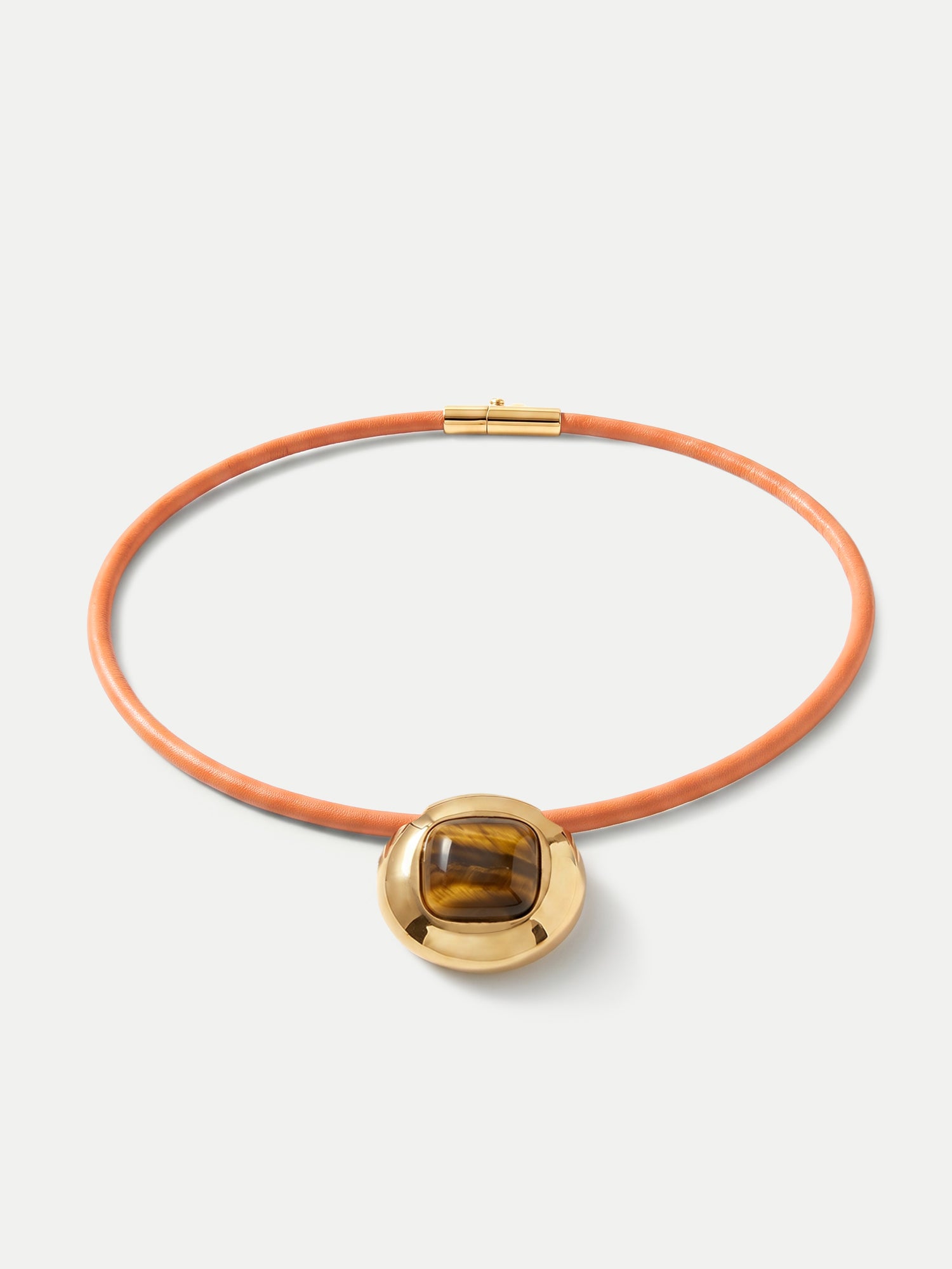 Tiger's Eye Leather Cord Necklace in Brown | Veronica Beard