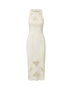 Veronica Beard Cream embroidered sleeveless midi dress