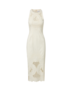 Veronica Beard Cream embroidered sleeveless midi dress