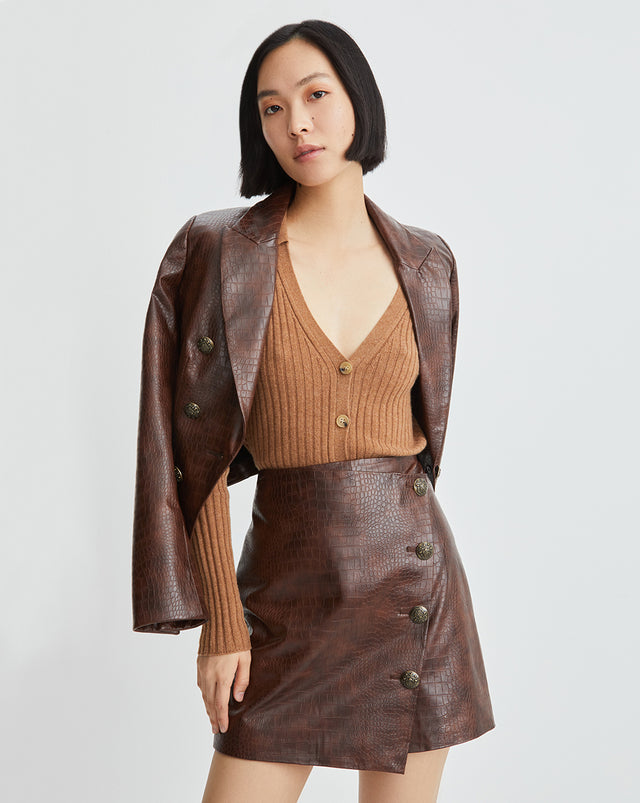 Dinard Vegan-Leather Skirt - Chicory - 1