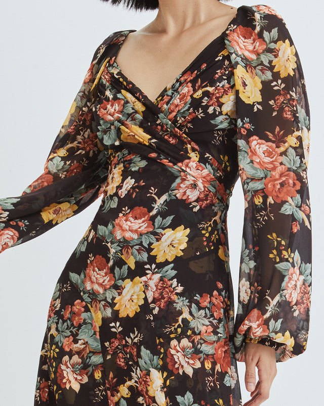 Avani Floral-Print Dress - Oxblood Multi - 2