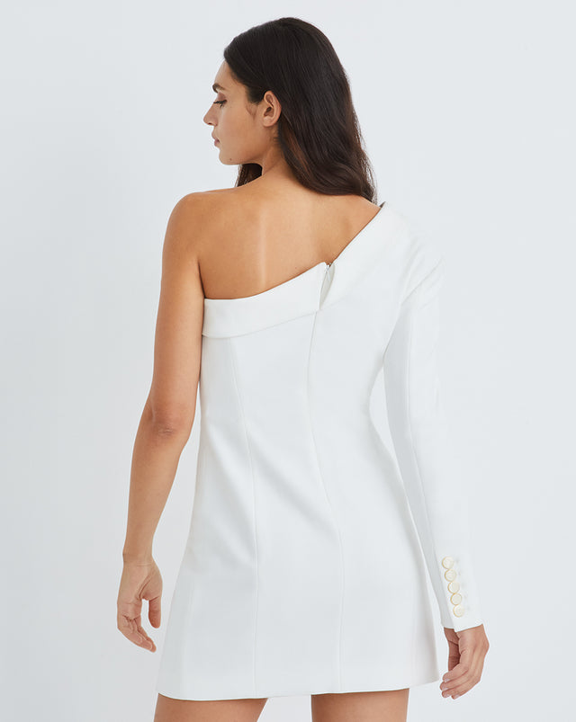 Middleton One-Shoulder Jacket Dress - Off-White - 3