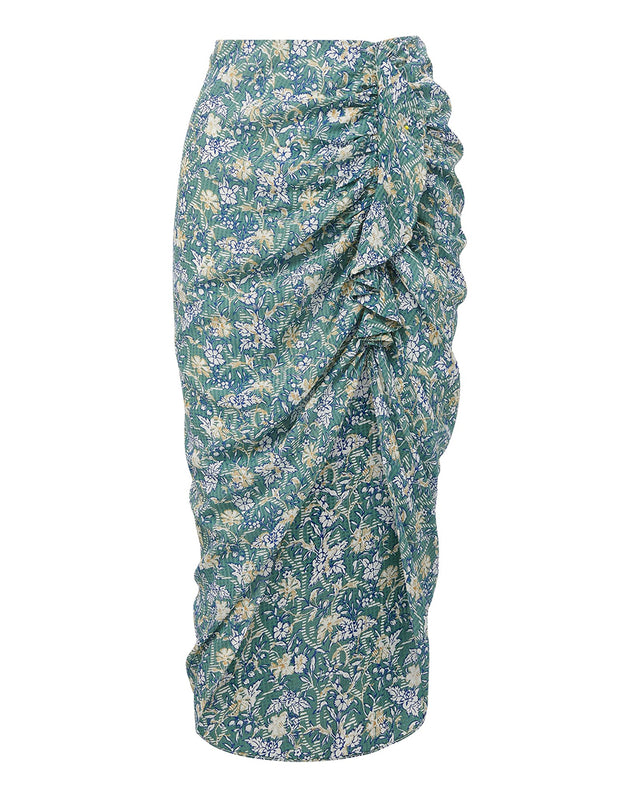 Hazel Floral-Striped Skirt - Dark Seafoam Multi - 4