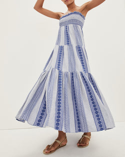 Mckinney Cotton Dress - Electric Blue/white