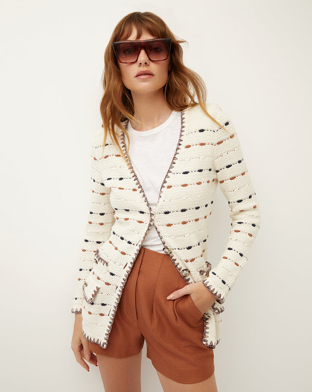 DISCOVERED Black And White TWEED KNIT CARDIGAN JACKET - Multi