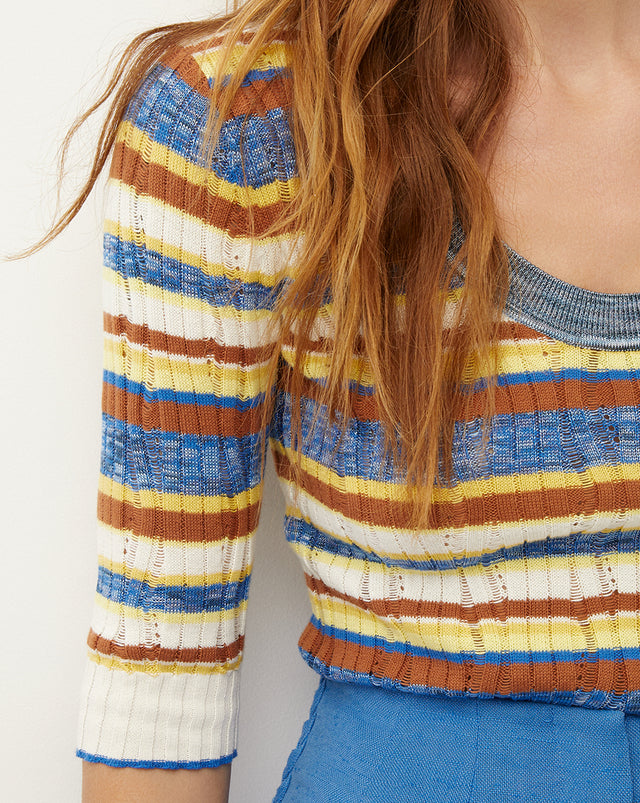 Chantal Knit Scoopneck Pullover - Stripe - 3