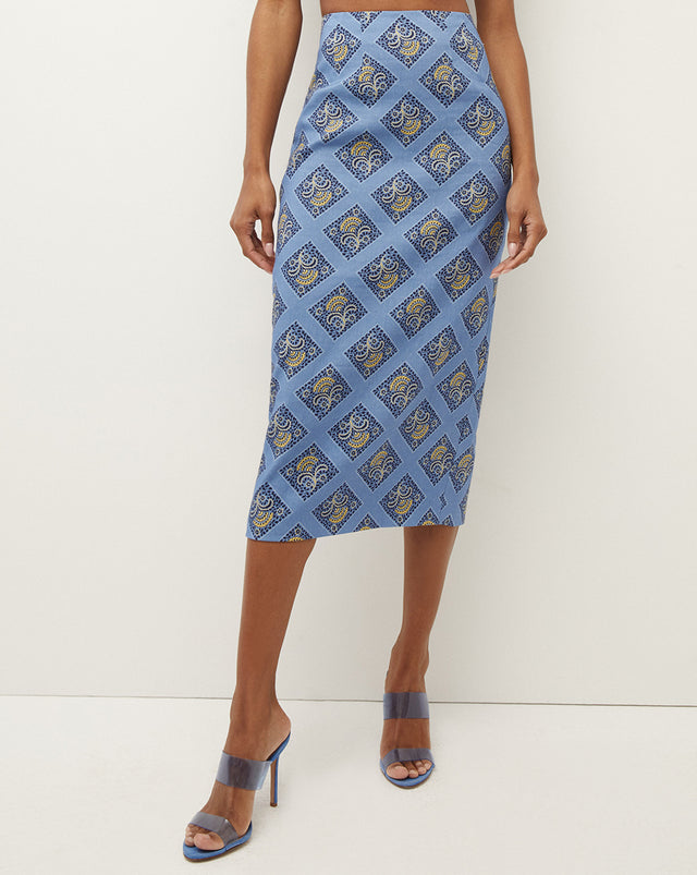 Troye Linen Skirt - Light Blue Multi - 2