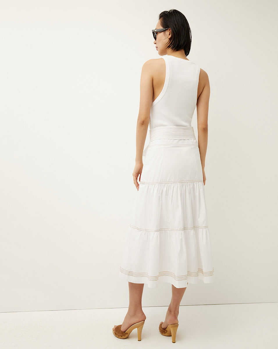 Simple Summer: White Pencil Dress + Layered Pearls - Extra Petite