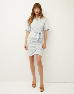 Hensley Ruched Chambray Dress - Glacier Ice