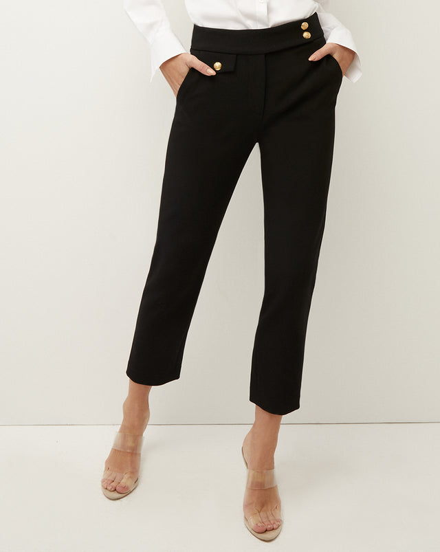 Renzo embossed button detail trousers