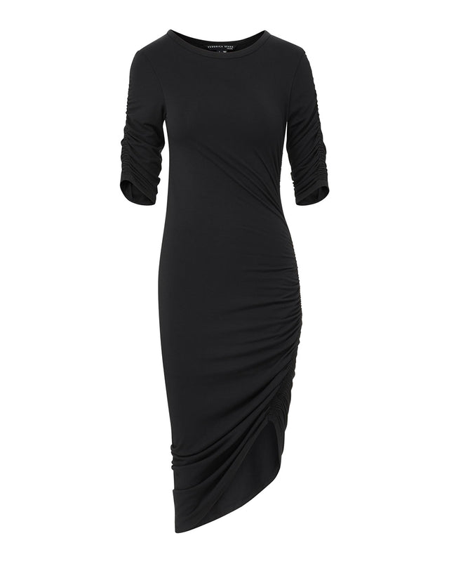 Lockwood Ruched Jersey Dress - Black - 4